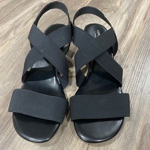 Black Wedge Heel Sandals